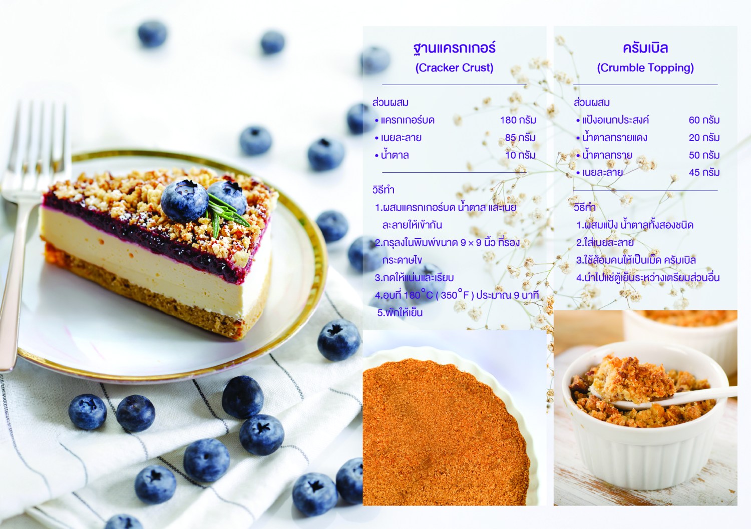 สูตร เมนู Blueberry Crumble Cheese Cake 